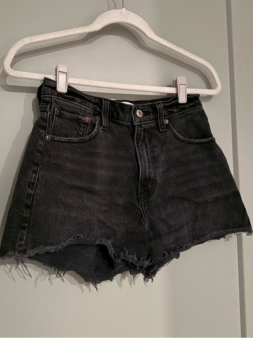 Abercrombie Black Frayed Denim Shorts